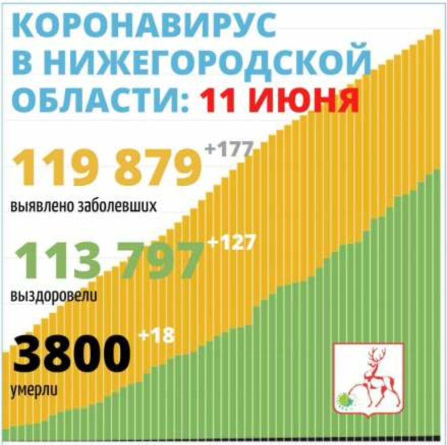 В Нижегородской области на 11 июня выявлено 177 новых случаев заражения коронавирусной инфекцией