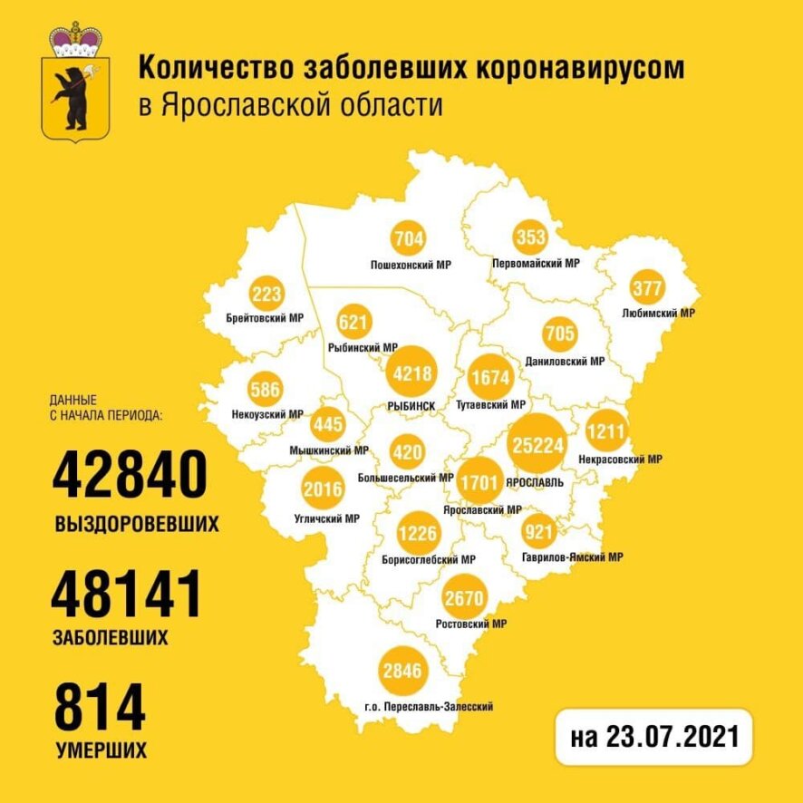 Статистика по коронавирусу в Ярославской области на 23 июля