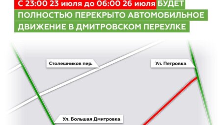 Вниманию автомобилистов! В Москве полностью перекроют автомобильное движение в Дмитровском переулке
