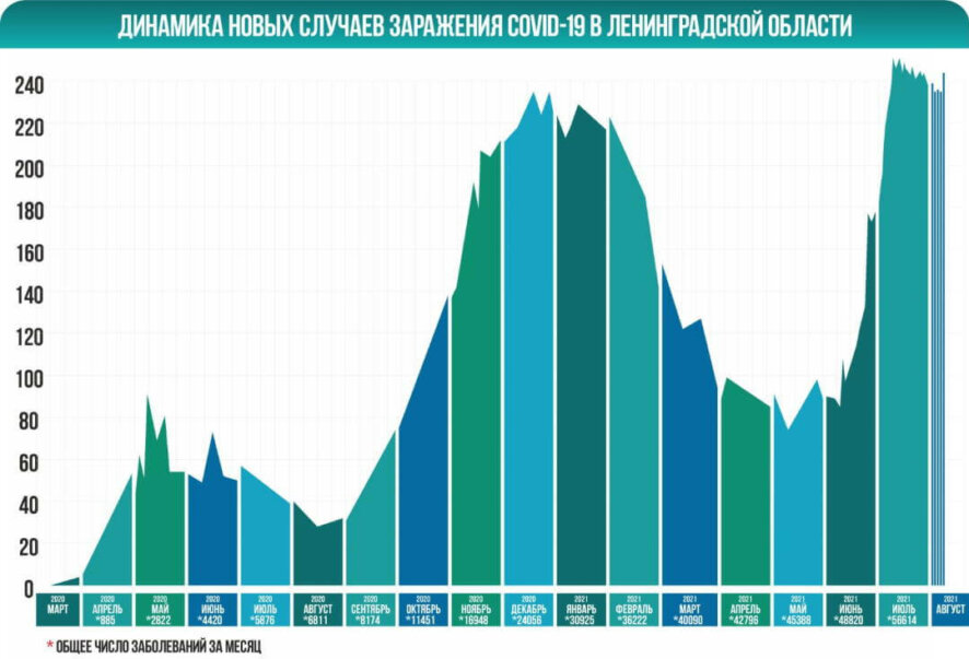 В Ленобласти сообщили о 244 новых случаях COVID-19