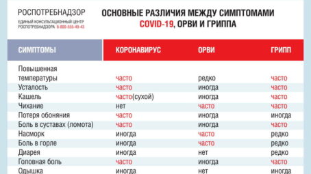 Роспотребнадзор — об отличиях симптомов COVID-19 от симптомов ОРВИ и гриппа