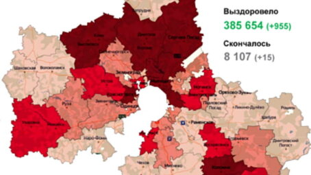 На 23 сентября в Московской области зафиксировано 936 новых случаев заболевания COVID-19 (карта распространения)