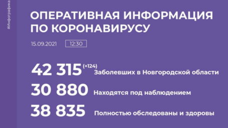 В Новгородской области выявлено еще 124 случая COVID-19