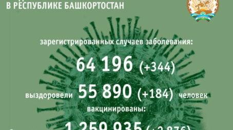За минувшие сутки COVID-19 в Башкортостане подтвердили у 344 человек