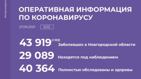 В Новгородской области выявлено еще 132 новых случая COVID-19