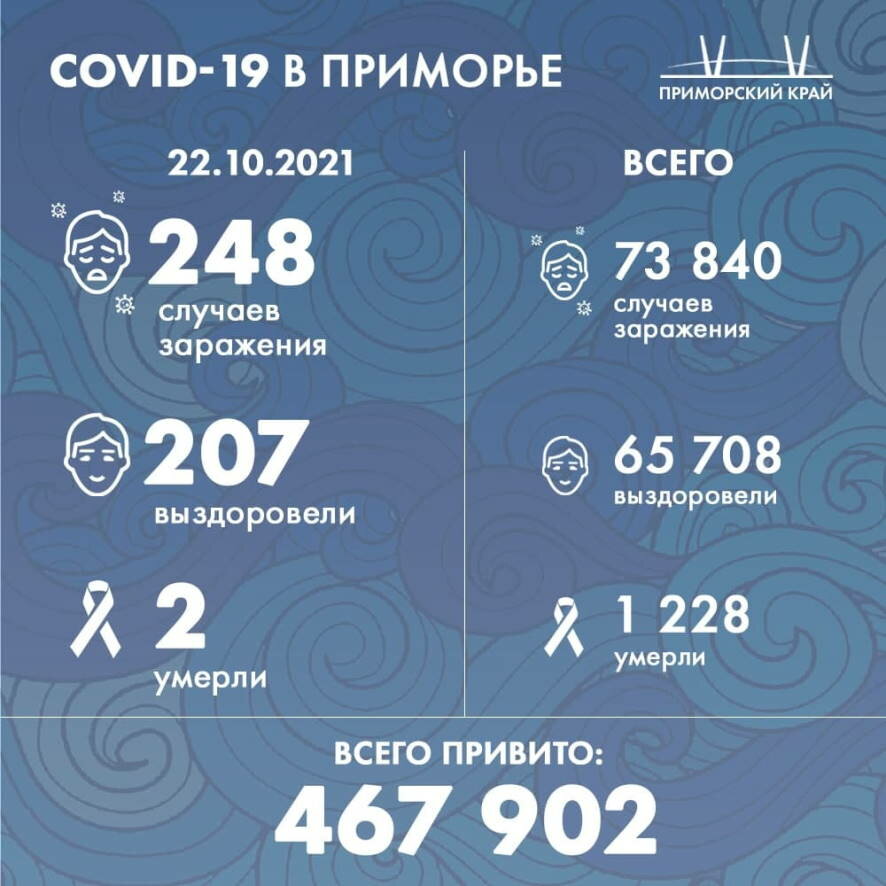В Приморском крае подтверждено 248 случаев новой коронавирусной инфекции
