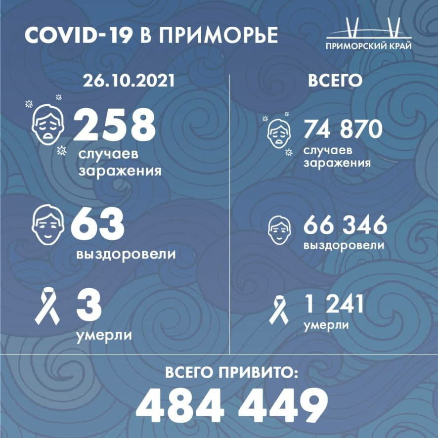 В Приморском крае подтверждено 258 новых случаев COVID-19