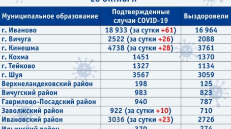 В Ивановской области подтверждено 218 новых случаев коронавируса