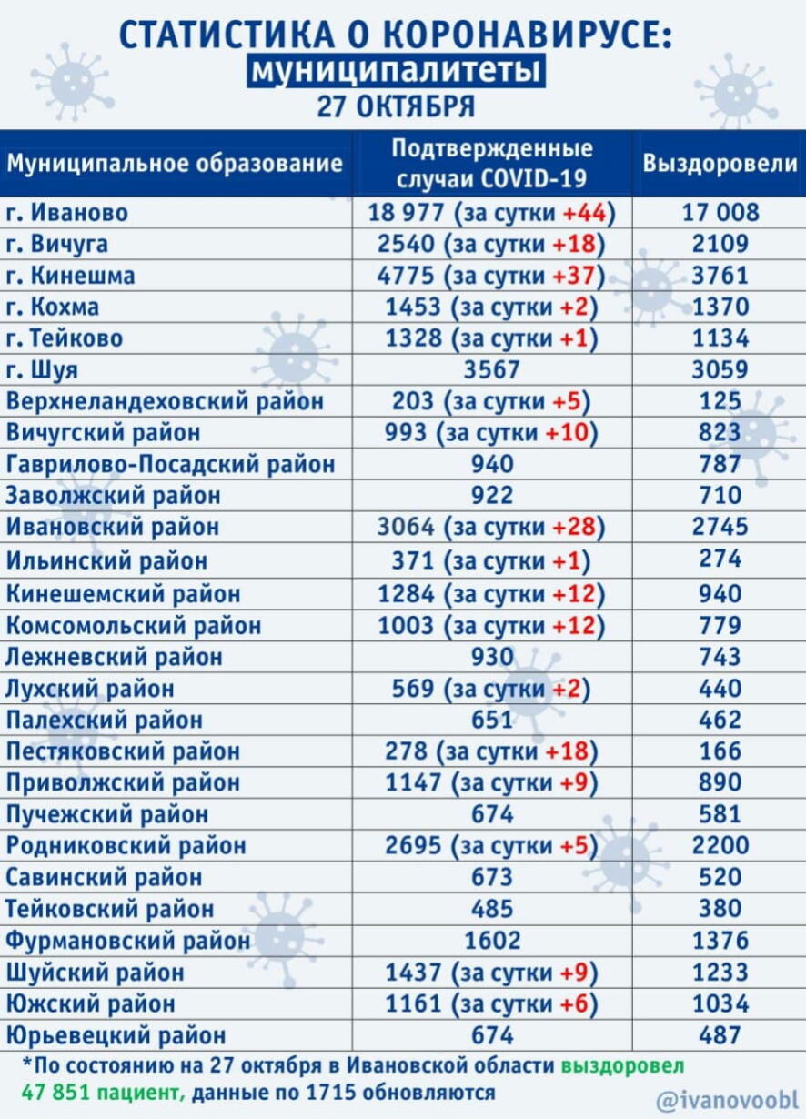В Ивановской области выявлено еще 219 новых случаев COVID-19