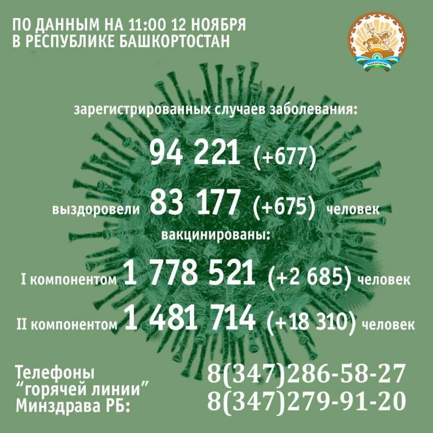 Число заболевших коронавирусом за сутки в Башкортостане возросло на 677 человек