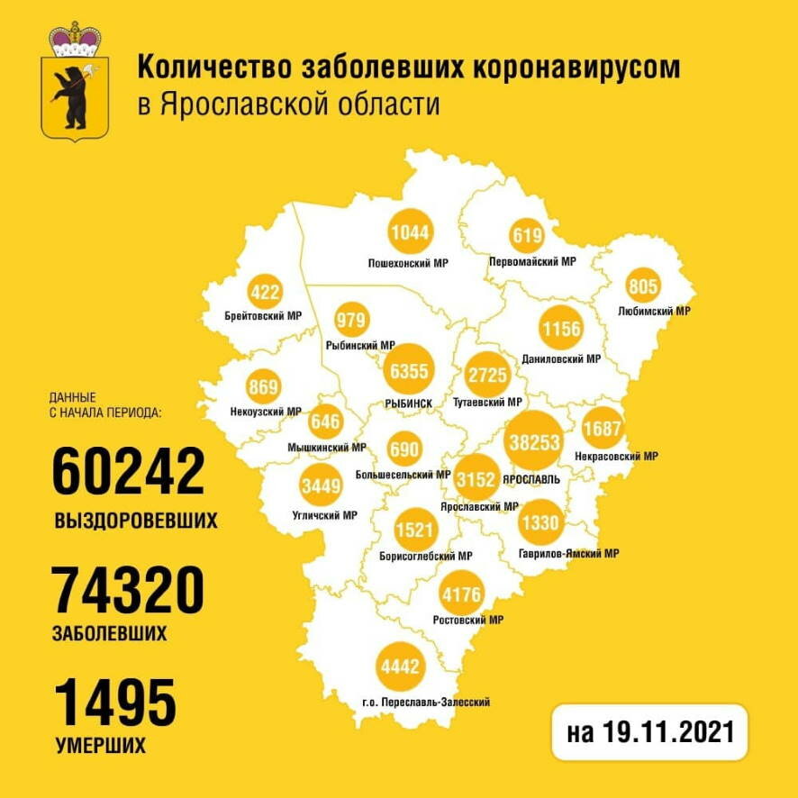 В Ярославской области за минувшие сутки коронавирус диагностирован у 285 человек