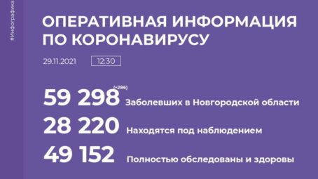 Число зараженных коронавирусом в Новгородской области за сутки возросло на 286 человек