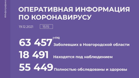В Новгородской области подтверждено еще 176 новых случаев коронавируса