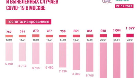 В Москве за сутки госпитализировано 6,7% от числа выявленных случаев заболевания COVID-19