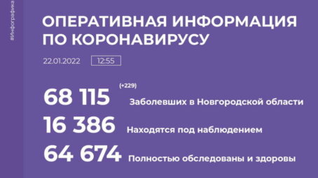 Актуальная информация по COVID-19 на 22 января в Новгородской области