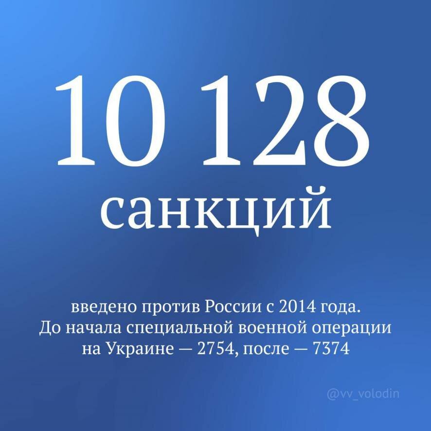 Володин: 10 128 санкций введено против нашей страны