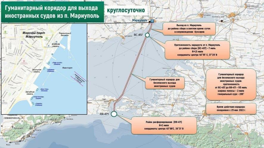 Внесены коррективы в маршрут гуманитарного коридора, действующего с 27 марта 2022 г. в Черном море