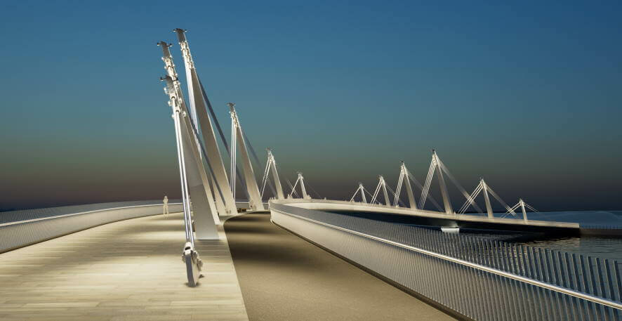 Мост в районе Нагатинский затон  в Москве выполнят в виде полумесяца