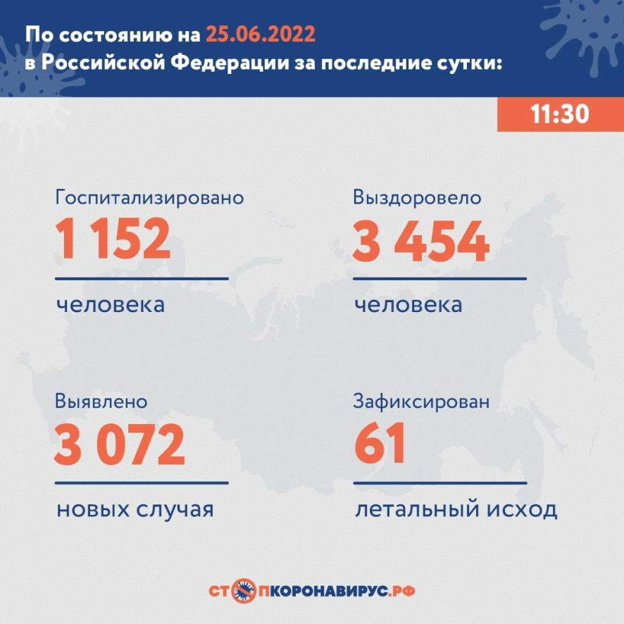 Оперативная информация по коронавирусу в России на утро 25 июня