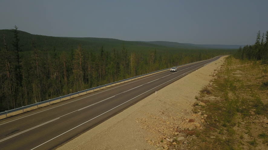 Еще один гравийно-щебеночный участок трассы «Лена» в Якутии перевели в асфальтобетон