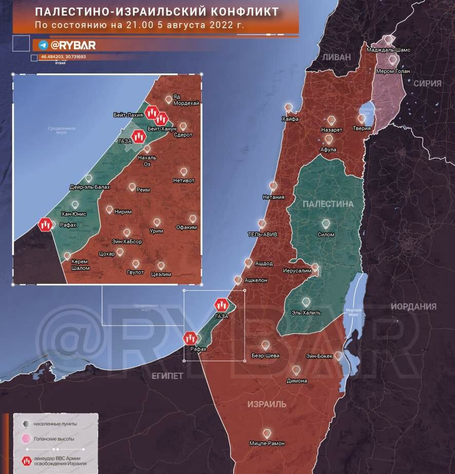 Операция «Рассвет» в секторе Газа: обстановка на 21.00 5 августа 2022 года