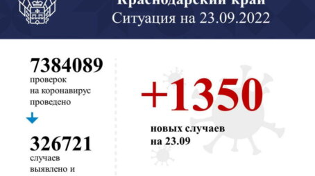 В Краснодарском крае коронавирусом заболели 1350 человек