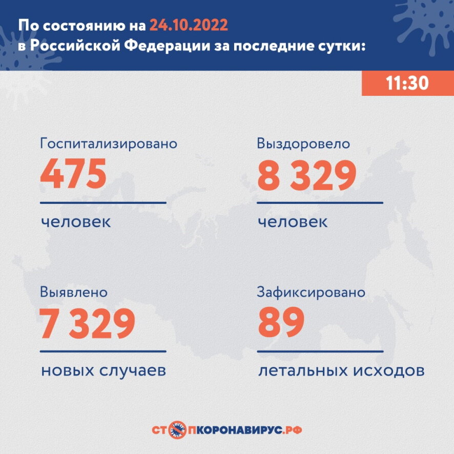 Оперативная информация по коронавирусу в России на утро 24 октября