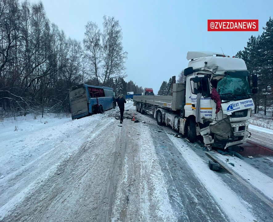Рейсовый автобус с детьми столкнулся с грузовиком под Новосибирском