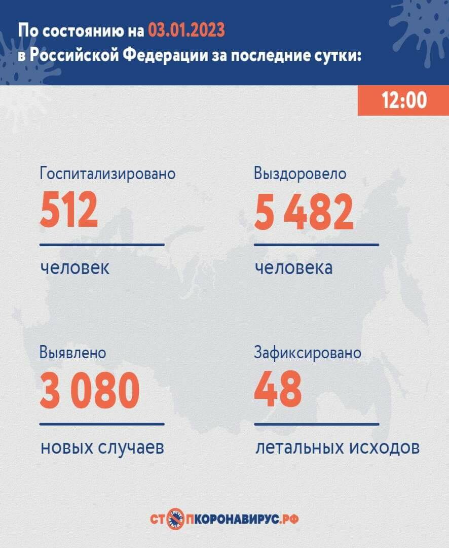 Оперативная информация по коронавирусу в России на утро 3 января