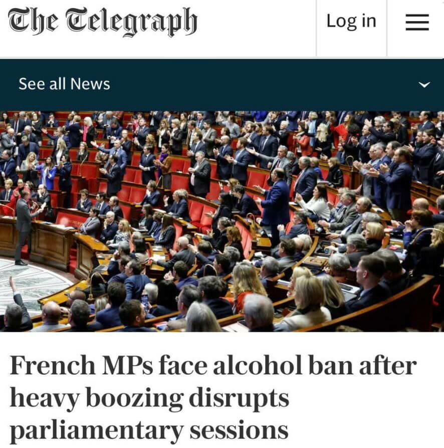 Французским депутатам грозит «сухой закон» — их пьянство срывает парламентские заседания