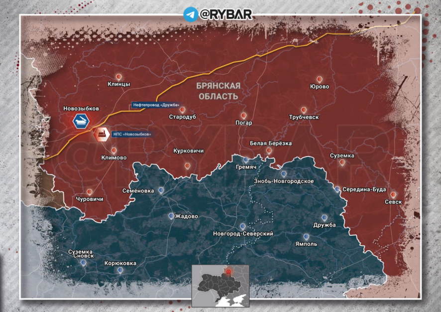 Карта белгородской курской брянской областей