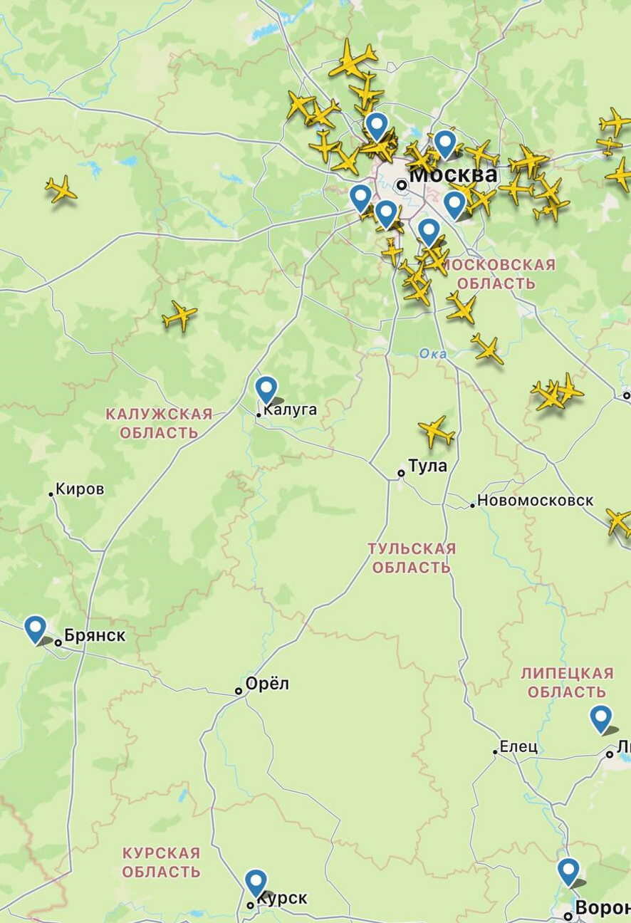 Воздушное пространство над Калугой также было временно закрыто сегодня  утром из-за БПЛА