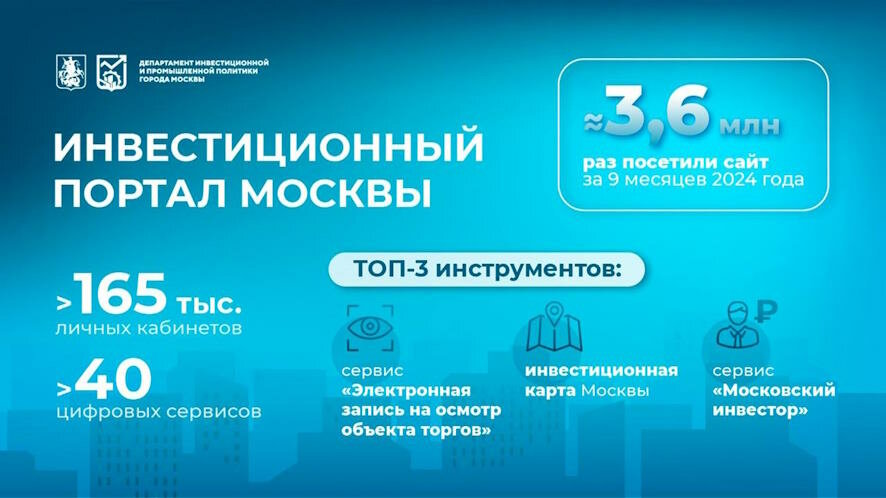 Сергей Собянин: С начала года Инвестиционный портал Москвы посетили более 3 миллионов пользователей