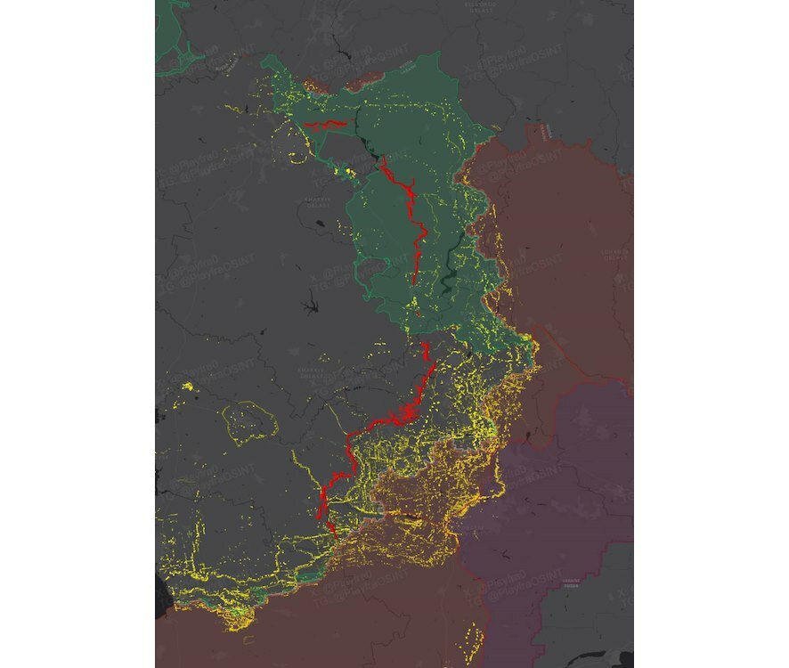 По мнению западных аналитиков, ожидая большое наступление РФ украинские войска строят новый оборонительный рубеж протяжённостью до 350 км от Харькова до Запорожья