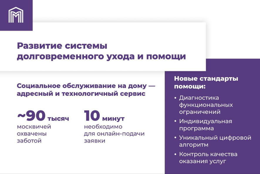 Сергей Собянин о новых стандартах помощи горожанам, нуждающимся в долговременном уходе