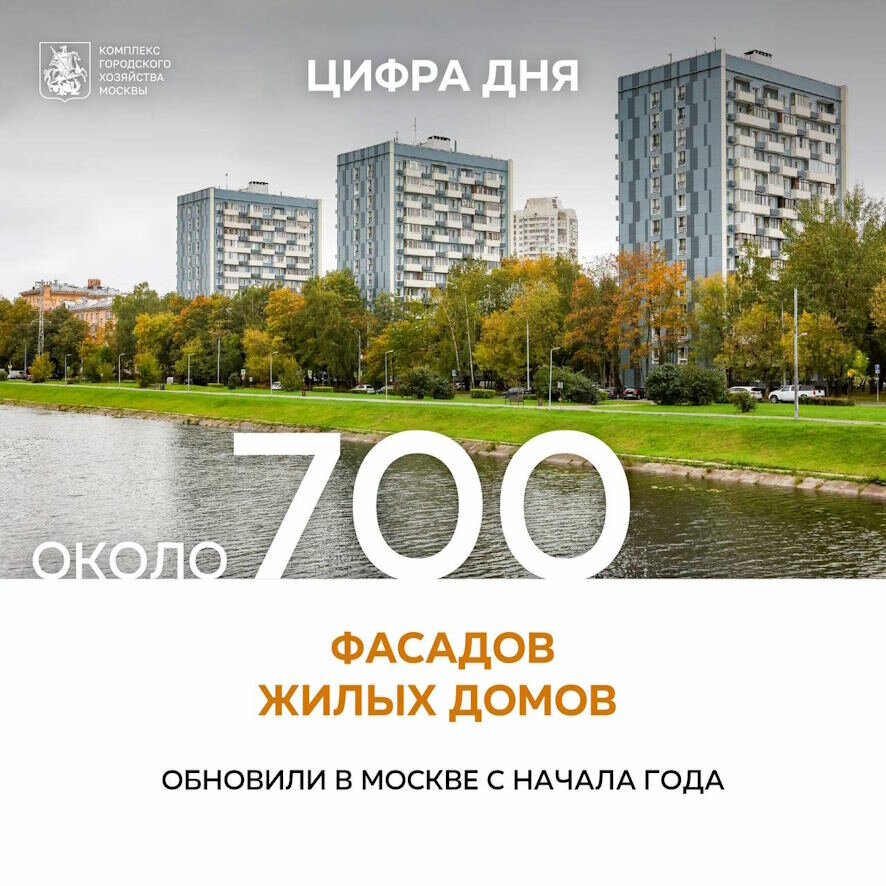 Около 700 фасадов жилых домов обновили в Москве с начала года