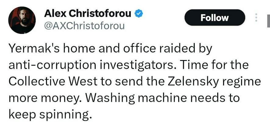 Западный журналист о обысках у Ермака: «Машина по отмыванию денег должна крутиться»