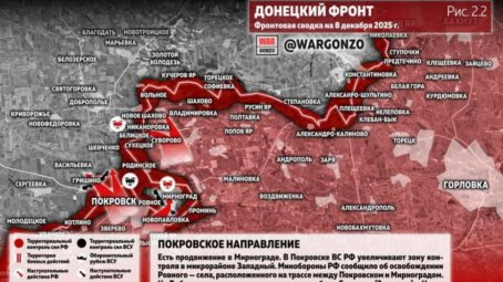 Фронтовая сводка на утро 8 декабря 2025 года