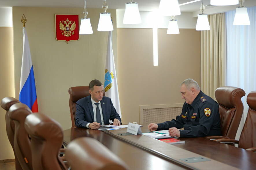 Роман Бусаргин встретился с руководителем регионального управления Федеральной службы войск нацгвардии РФ Геннадием Юдиным