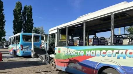 В результате обстрела повреждения получили пассажирские автобусы в Запоожской области