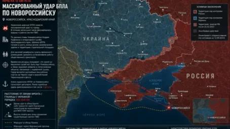 Украинские ударные БПЛА нанесли массированный удар по Новороссийску в ночь на 12 августа