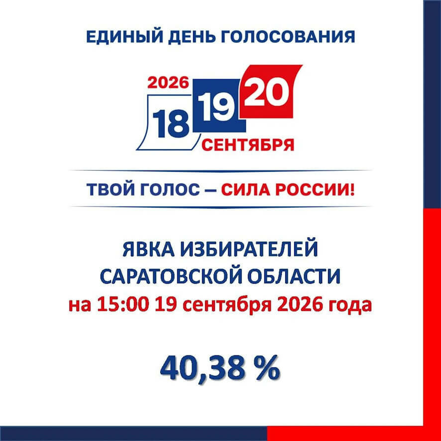 Явка по Саратовской области на 15:00 19 сентября